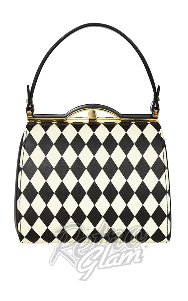 Banned Rona B & W Harlequin Handbag