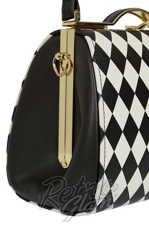 Banned Rona B & W Harlequin Handbag 60s