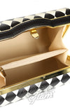 Banned Rona B & W Harlequin Handbag interior