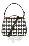 Banned Rona B & W Harlequin Handbag mod