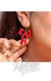 red bow earrings model