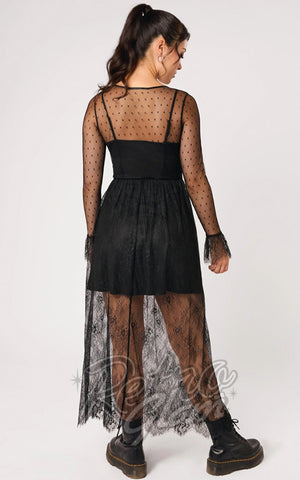 Hell Bunny Dark Knight Black Lace Midi Dress back