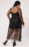 Hell Bunny Dark Knight Black Lace Midi Dress curvy back