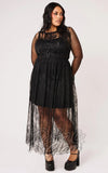 Hell Bunny Dark Knight Black Lace Midi Dress curvy