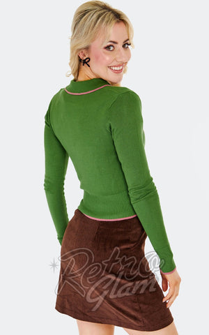 Voodoo Vixen Western Rose Cardigan in Green back