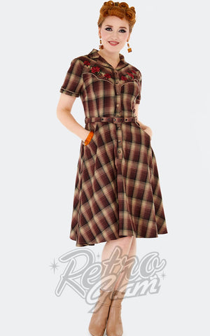 Voodoo Vixen Brown Plaid Western Shirt Dress