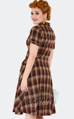 Voodoo Vixen Brown Plaid Western Shirt Dress back