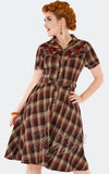Voodoo Vixen Brown Plaid Western Shirt Dress rockabilly