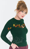 Voodoo Vixen Woodland Hedgehog Sweater in Green side