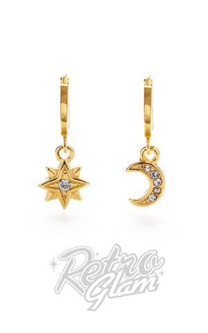 Amano Studio Juno Crystal Huggie Earrings star moon