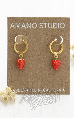 Amano Studio Strawberry Huggie Earrings card