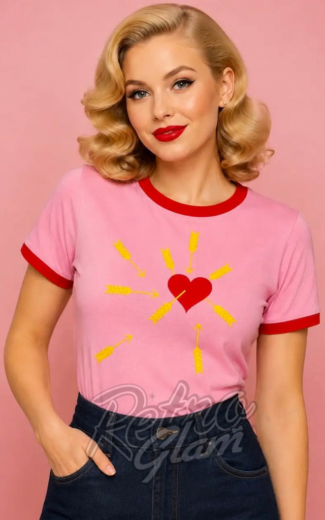 Astro Bettie Carefree Pink/Red Ringer Tee Unisex Fit