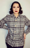  1940's Button Down Jacket in Black & Grey Plaid