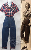 Astro Bettie 1040's Reproduction Jeans with Red Flannel Lining vintage