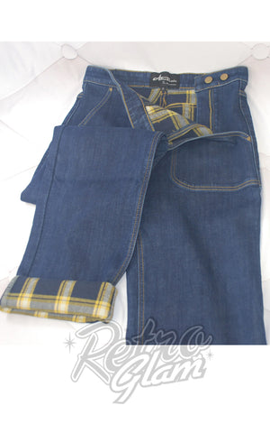 Astro Bettie 1040's Reproduction Jeans with Yellow Flannel Lining