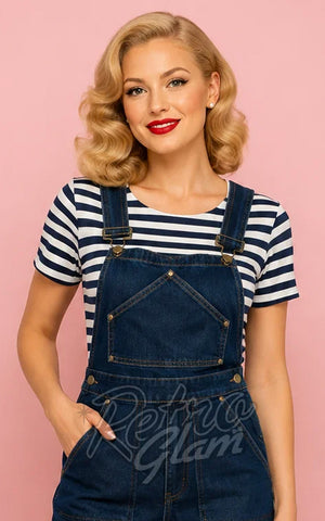 Astro Bettie Classic Overalls in Dark Wash detail