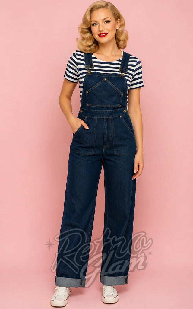 Astro Bettie Classic Overalls in Dark Wash in Regular Length