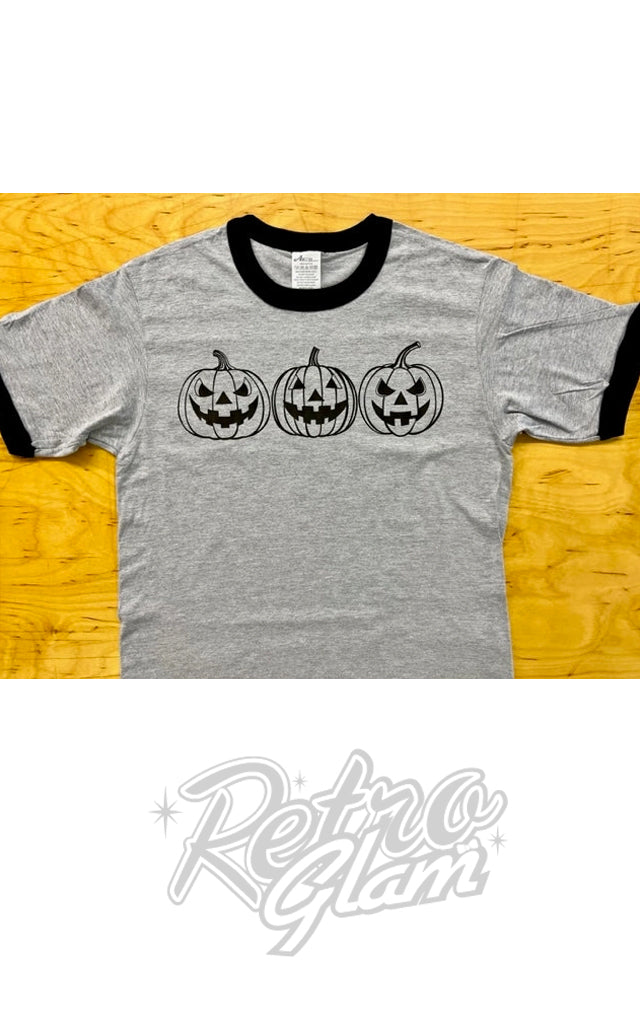 Astro Bettie Unisex Jack-O-Lantern Trio Ringer T-Shirt