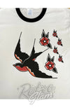 Astro Bettie Unisex Swallow and Flowers T-Shirt detail