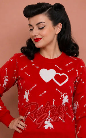 Astro Bettie Sweetheart Sweater in Red
