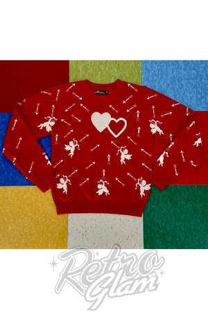 Astro Bettie Sweetheart Sweater in Red valentines