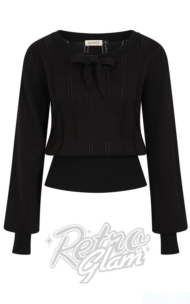 Banned Angel Pointelle Jumper in Black - Pre-Order