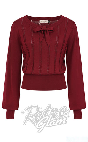 Banned Angel Pointelle Jumper in Burgundy