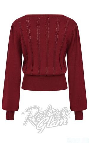 Banned Angel Pointelle Jumper in Burgundy back