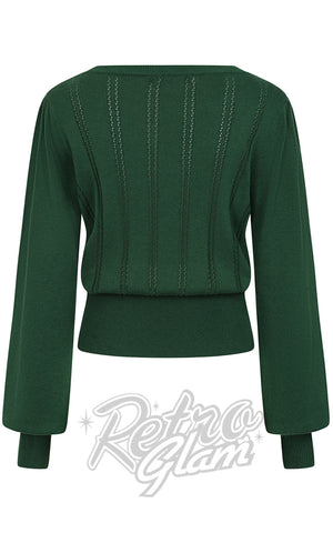Banned Angel Pointelle Jumper in Bottle Green back