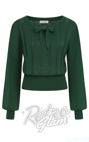 Banned Angel Pointelle Jumper in Bottle Green