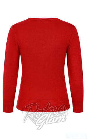 Banned Bella Bow Jumper in Red back