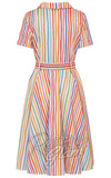 Banned Bella Shirt Dress in Multicolour Stripes cad back
