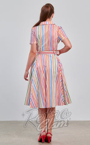 Banned Bella Shirt Dress in Multicolour Stripes back