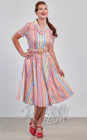 Banned Bella Shirt Dress in Multicolour Stripes
