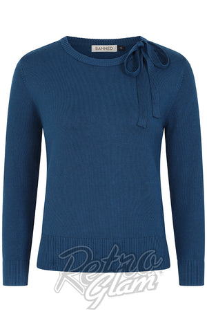 Banned Bella Bow Jumper in Teal CAD
