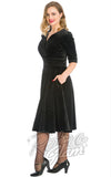 Banned Date Night Velvet Swing Dress in Black pinup