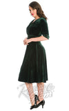 Banned Date Night Velvet Swing Dress in Green pinup
