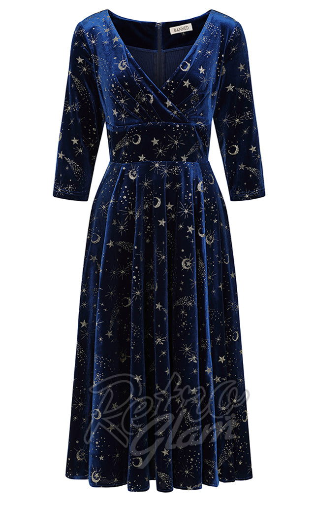 Banned Luna Celestial Swing Dress in Blue