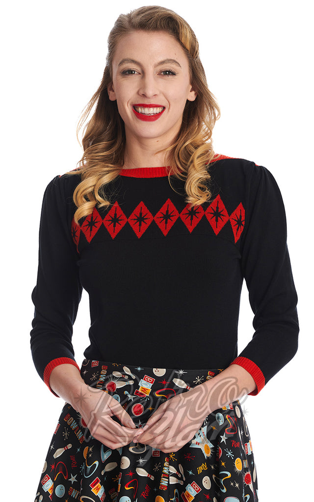 Banned Atomic Star Jumper in Red & Black - Pre-Order