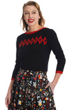 Banned Atomic Star Jumper in Red & Black midcentury