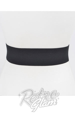 Rhinestone Bow Buckle Stretch Belt in Black back