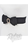 Rhinestone Bow Buckle Stretch Belt in Black pinup