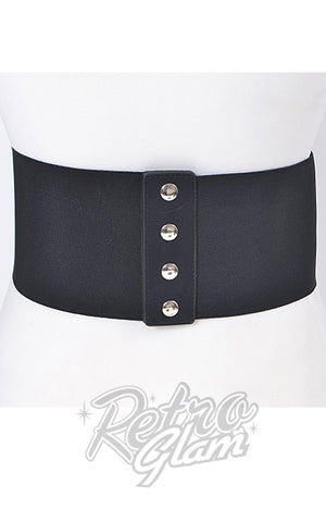 Wide Corset Belt with Red Roses in Black back