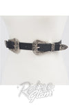 Double Buckle Western Belt in Black side