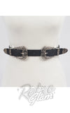 Double Buckle Western Belt in Black and silver