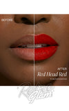 Besame Redhead Red Lipstick before after