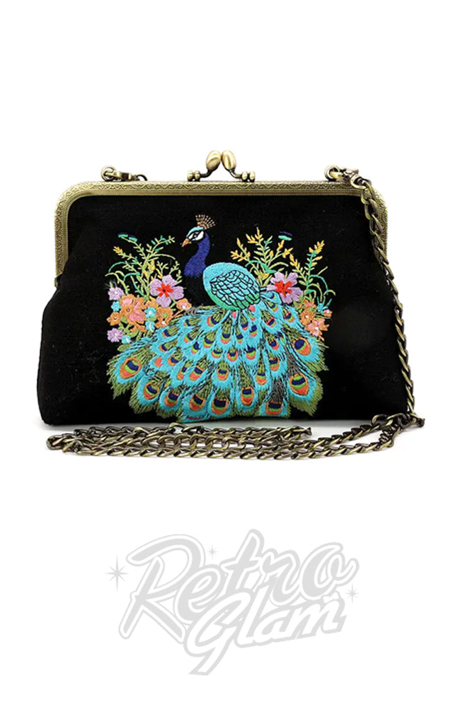 Comeco Peacock Kisslock Bag in Black