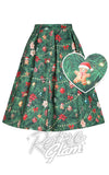 Dolly and Dotty Aisley Skirt in Green Christmas Tree Decorations Print gingerbread man santa