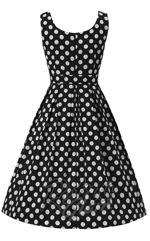 Dolly and Dotty Amanda Dress in Blk & White Polka back