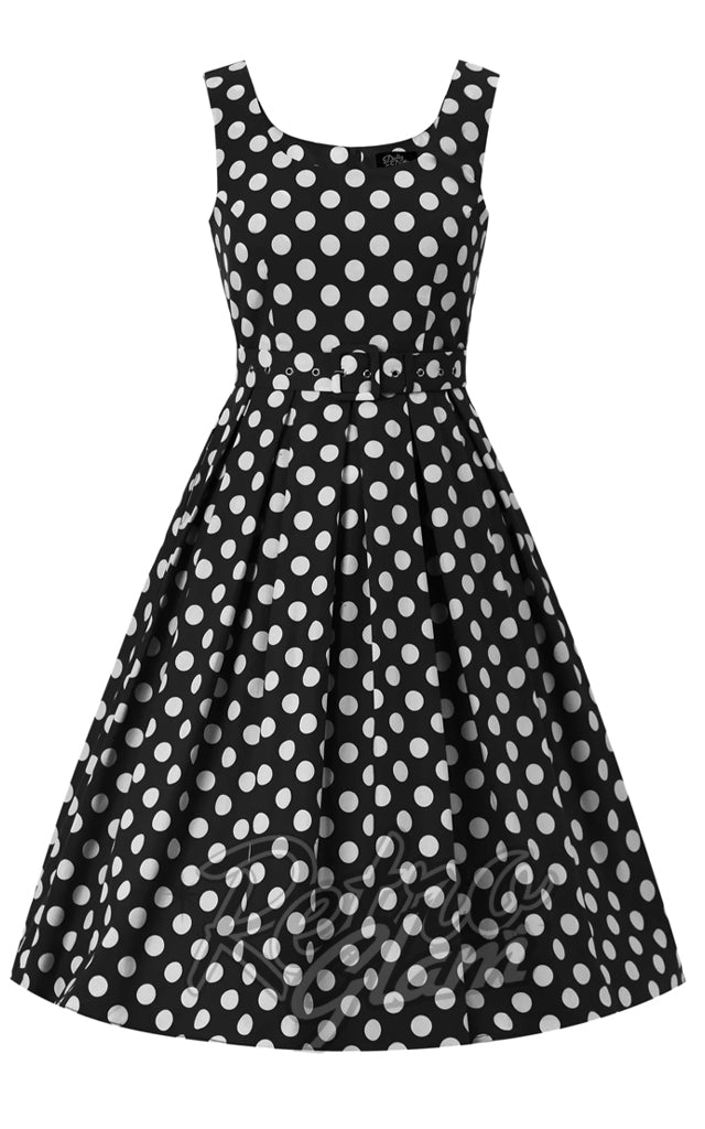 Dolly and Dotty Amanda Dress in Blk & White Polka - Pre-Order